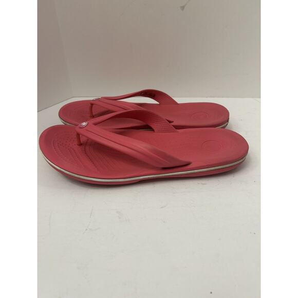 Crocs Sandals Mens 6 Womens 8 Beach Flip Flops Thong Slip On Pink Rubber Flats - Picture 4 of 7